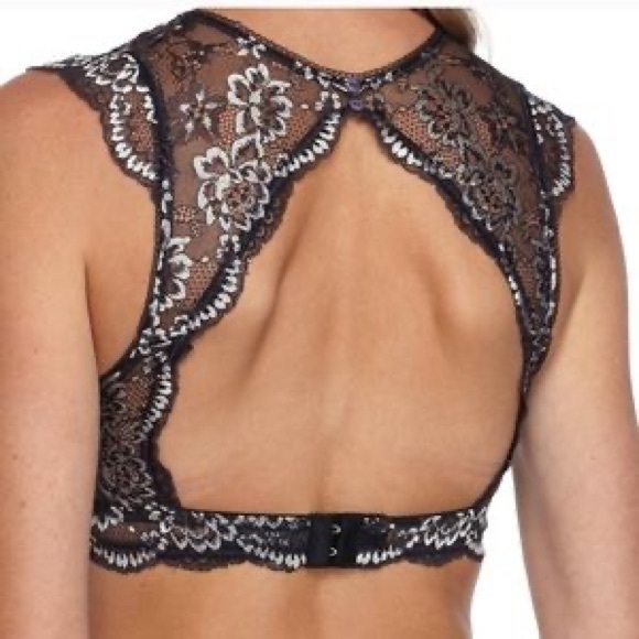 NEW Sam Edelman Black Lace Cutout Back Bralette - Picture 3 of 10